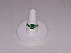 10K White Gold & Large Green Glass Emerald W/ Diamonds