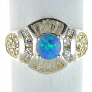 Vintage Sterling Silver   Blue Opal CZ   Ring 7   (7411)  