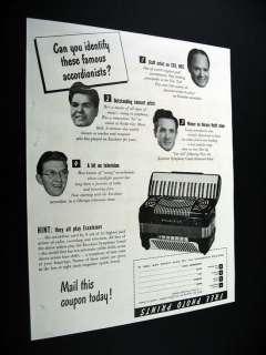 Excelsior Accordion Famous Accordionists 1950 print Ad  