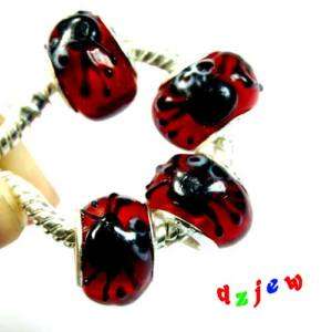 P7122 4pcs Spider Style Red Lampwork Glass Loose Beads  