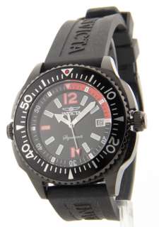   Mens Black Rubber Strap Date Internal Rotating Bezel Swiss Watch 7358