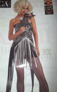 New Lady Gaga Black & Silver Star Dress size Med 8 10  