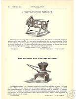 1897 WHITMANS TABLE SAW & ROSS CORN MILL CRUSHER Ad  