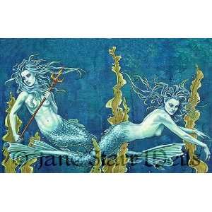  Mermaids by Jane Starr Weils 8x10 Ceramic Art Tile with 