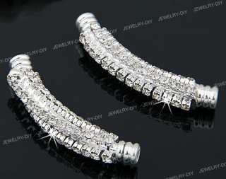 Silver Plated Twist Bar Spacer Beads Findings 1.8x0.3  