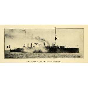  1911 Print French Dreadnought Danton Battleship Navy 