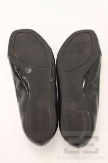 Kate Spade Black Patent Leather Bow Peep Toe Flats Size 8  