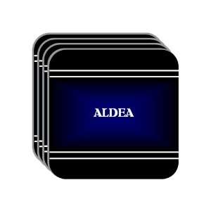 Personal Name Gift   ALDEA Set of 4 Mini Mousepad Coasters (black 