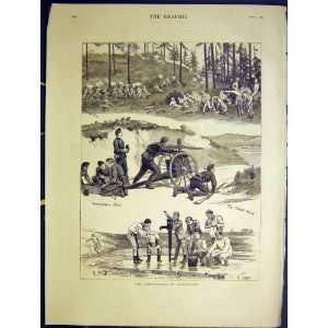  Volunteers Aldershot Troops Sketches Old Print 1883