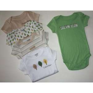 Calvin Klein ~ 5 Pk. GO GREEN Prints ~ Infant Bodysuit Onesies 0 3 