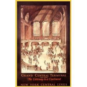   CENTRAL TERNIMAL TRAIN CENTRAL LINES NEW YORK VINTAGE POSTER REPRO