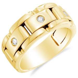 Size 5   14K Yellow Gold Diamond MENS Wedding Band OR Fashion Ring   w 