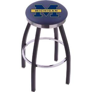University of Michigan Steel Stool with Flat Ring Logo Seat and L8BC2C 