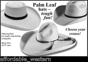 Palm Leaf Straw ~COWBOY HAT 6 BRIM~ Western/Gus Crease  