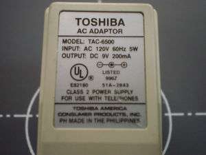 Toshiba AC Adaptor DC 9V 200mA [TAC 6500]  