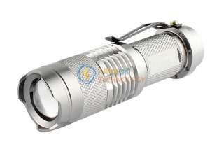 Silver 7w CREE Q5 LED 300 L Brighter SLIM Flashlight torch light can 