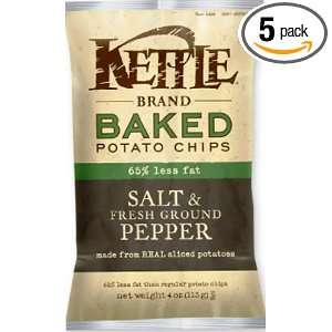 Kettle Baked Chips Salt and Fresh Ground Pepper, 4 Ounce (Pack of 5 