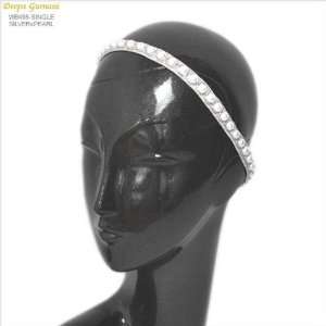  Deepa Gurnani  WB498 Single Pearl Headband SILVER / PEARL 