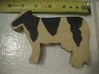 ANTIQUE Vintage WOOD CARVED HOLSTEIN TOY COW MOO CHRISTMAS GIFT