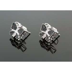  Sterling Silver Butterfly Fashion Hand Set Stud Earrings 