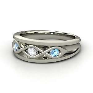 Triple Twist Ring, Palladium Ring with White Sapphire 