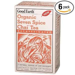  Earth Organic Seven Spice Chai Decaffeinated, Black Tea And Spices 