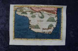 BRAZIL RIO DEL PLATA SOUTH AMERICA COPPER ENGRAVING MAP RUSCELLI 1561 