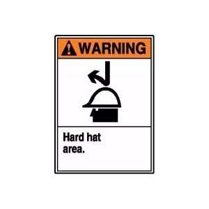  WARNING HARD HAT AREA (W/GRAPHIC) 14 x 10 Plastic Sign 