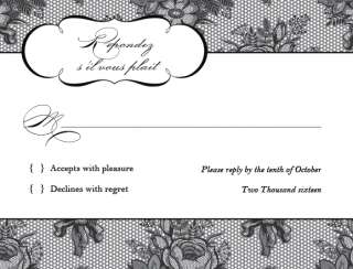 New Black French Wedding Invitations and RSVP Cards withEnvelopes
