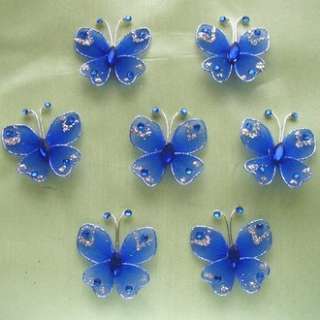 60pc blue Stocking Butterfly Wedding Decorations 3.5cm  