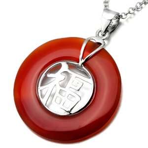 Circle Agate Character Sterling Silver Pendant Necklace Jewelry For 