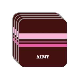 Personal Name Gift   ALMY Set of 4 Mini Mousepad Coasters (pink 