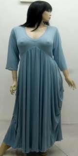 S413 DUSTY BLUE/DRESS EMPIRE MADE 2 ORDER M L 1X 2X  