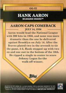 2012 Topps Golden Greats #GG52 Hank Aaron Mil Braves  