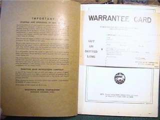 RARE 1950 MODEL ACN BKN WISCONSIN AIR COOLED ENGINES INSTRUCTION AND 