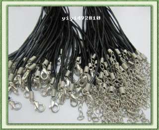 40 real leather Black necklace cord 45cm #2  