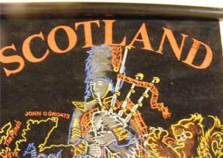 SCOTLAND BANNER PIPER WITH BAG PIPES   LION, SCOTLAND MAP   PAINTED ON 