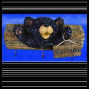  3 Hooks Bear Rack Welcome Sign Collectible Sculpture