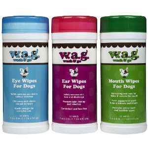  WAG La Fresh Trio Canister Eye, Ear and Dental/Mouth Wipes 