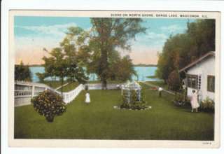 crisp postcard with a scene on the North Shore, Bangs Lake in Wauconda 