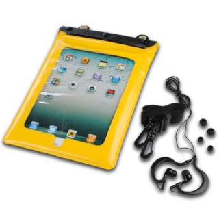 Yellow Waterproof Case Bag Strap Earphones for iPad 1 2  