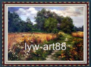 Original Oil painting landscape art Flower Road  