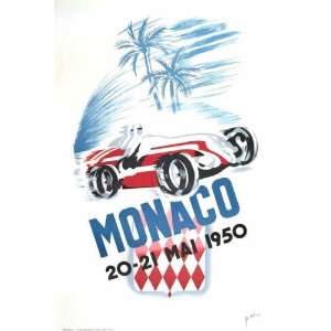  1950 Monaco Grand Prix by B Minne. Size 26.50 X 39.00 Art 