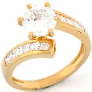  10k Gold Fancy Solitaire Channel Set CZ Engagement Ring Jewelry
