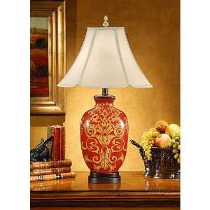   Red 1 Light Table Lamps in Hand Painted Lacquer