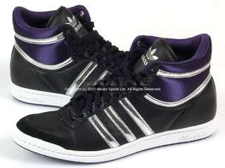Adidas Top Ten Hi Sleek W Black/Silver/Eggplant Leather Laced Trainers 