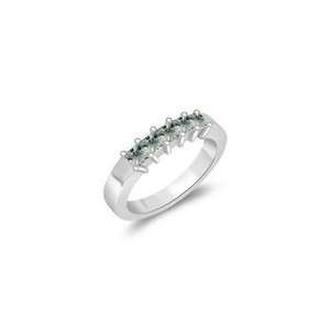  0.30 Cts Green Amethyst Five Stone Wedding Band in 14K 