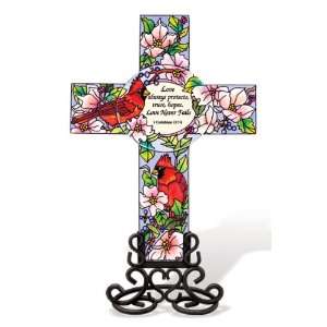 Amia 9 1/2 Inch by 5 3/4 Inch Handpainted Glass Love Always Protects 
