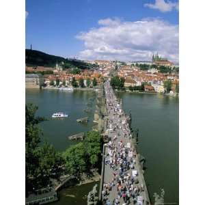 View of Charles Bridge Over Vltava River from Old Town Bridge Tower 