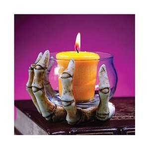  Skeleton Hand with Glass Votive Prop